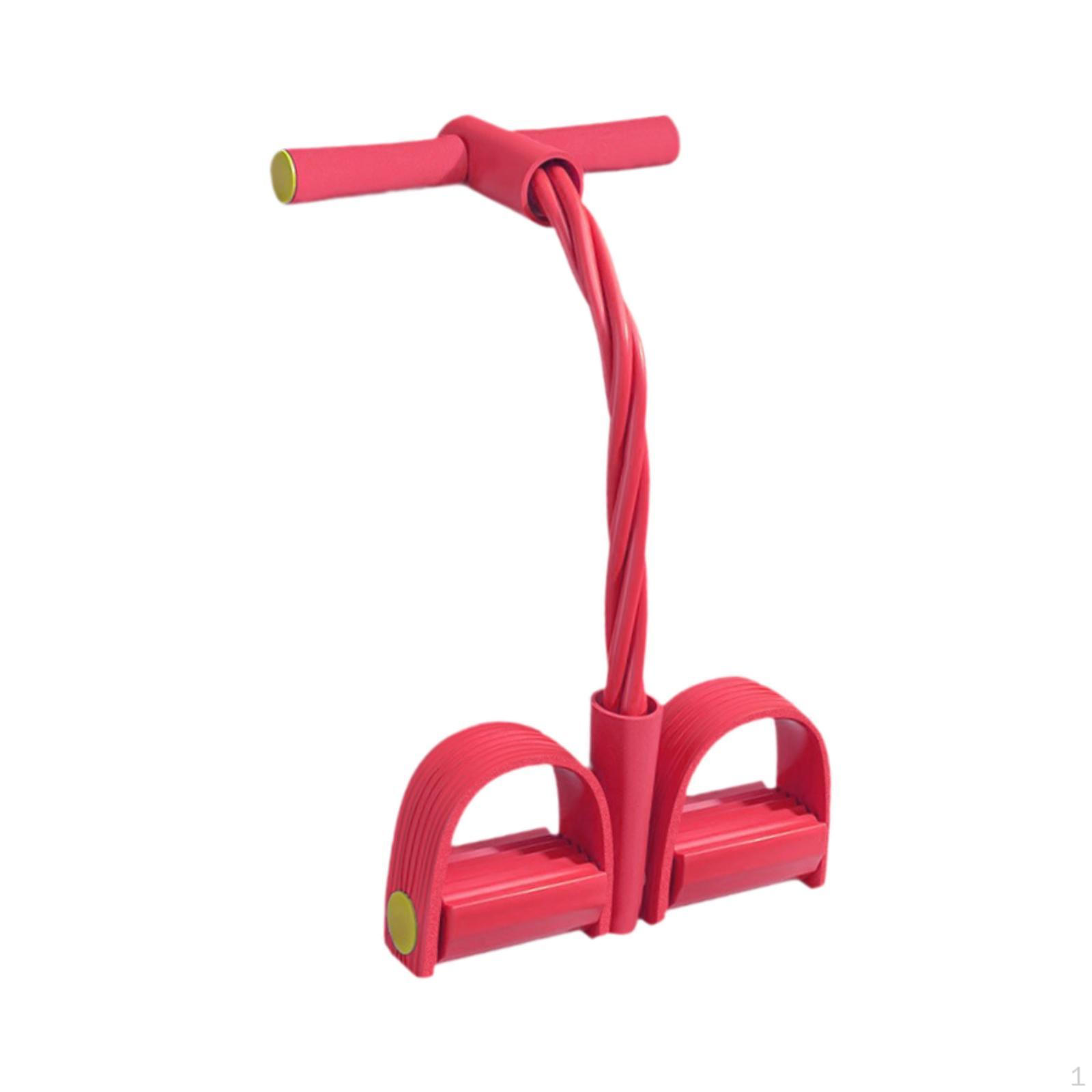 

4-трубный педальный эспандер для сопротивления, эластичный шнур для подтягиваний, натяжение для дома, тренажерного зала, рук, живота, ног красный