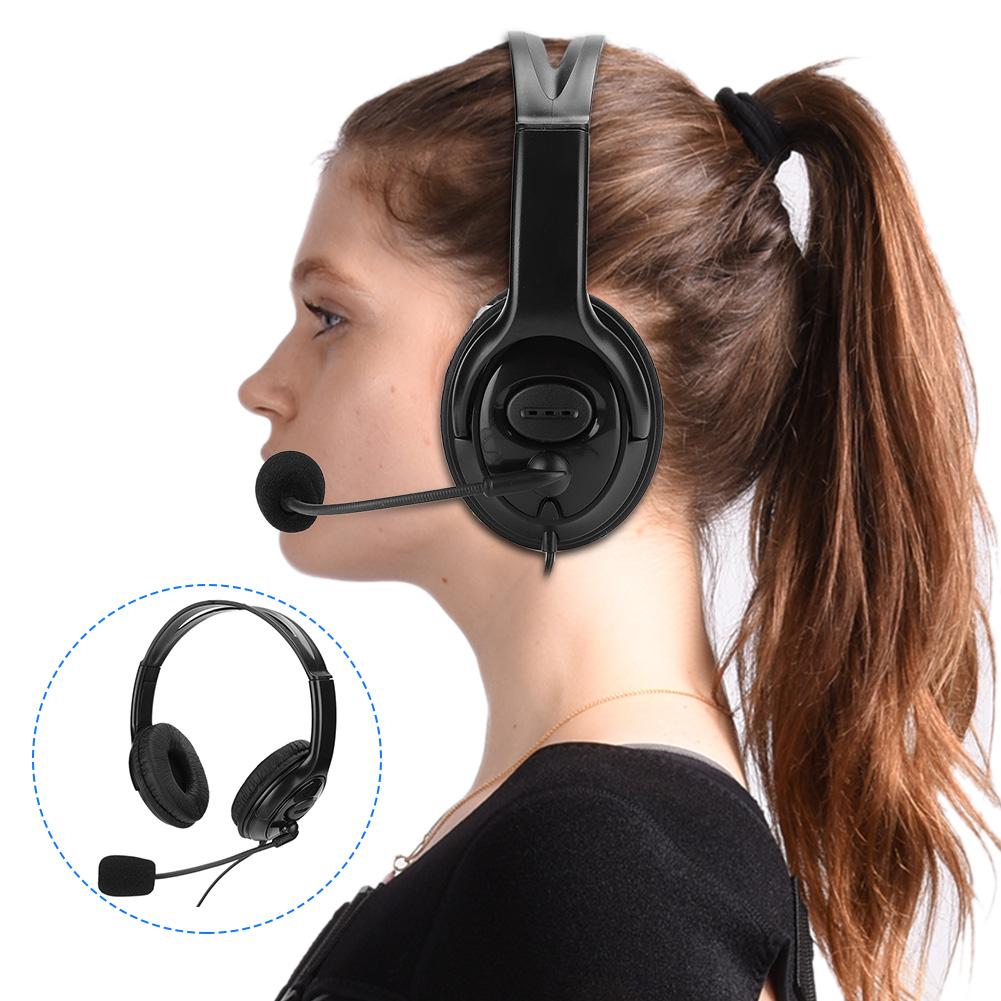 ABS Lightweight Computer Mobile Phone Gaming Headset Moving Coil 3.5mm Call Headphone for PS4Black