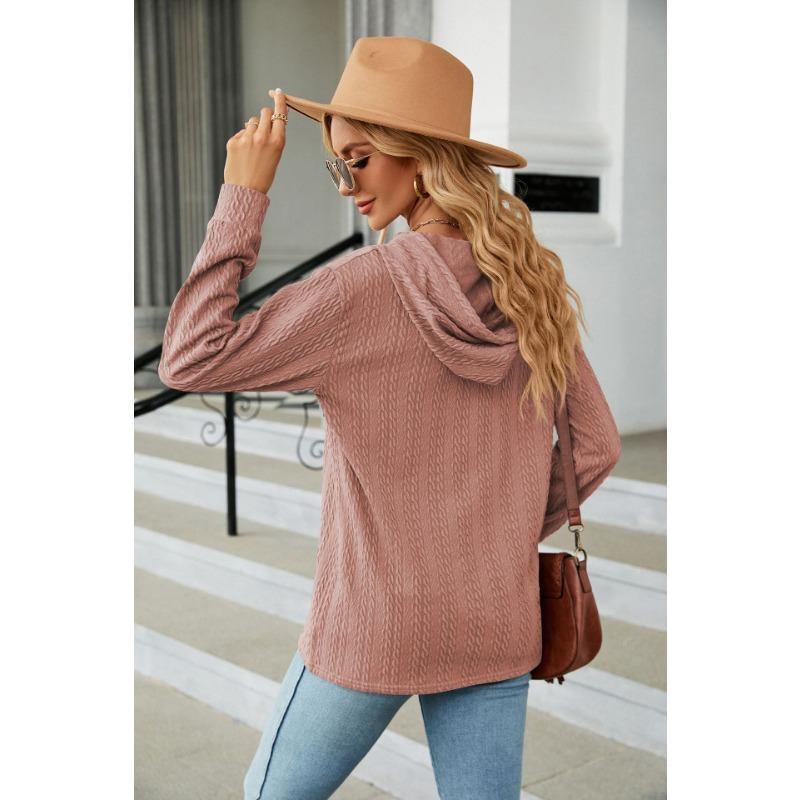 YYFS Women's Fashion Casual Solid Color Print Long Sleeve Hooded Hoodies & Sweatshirts