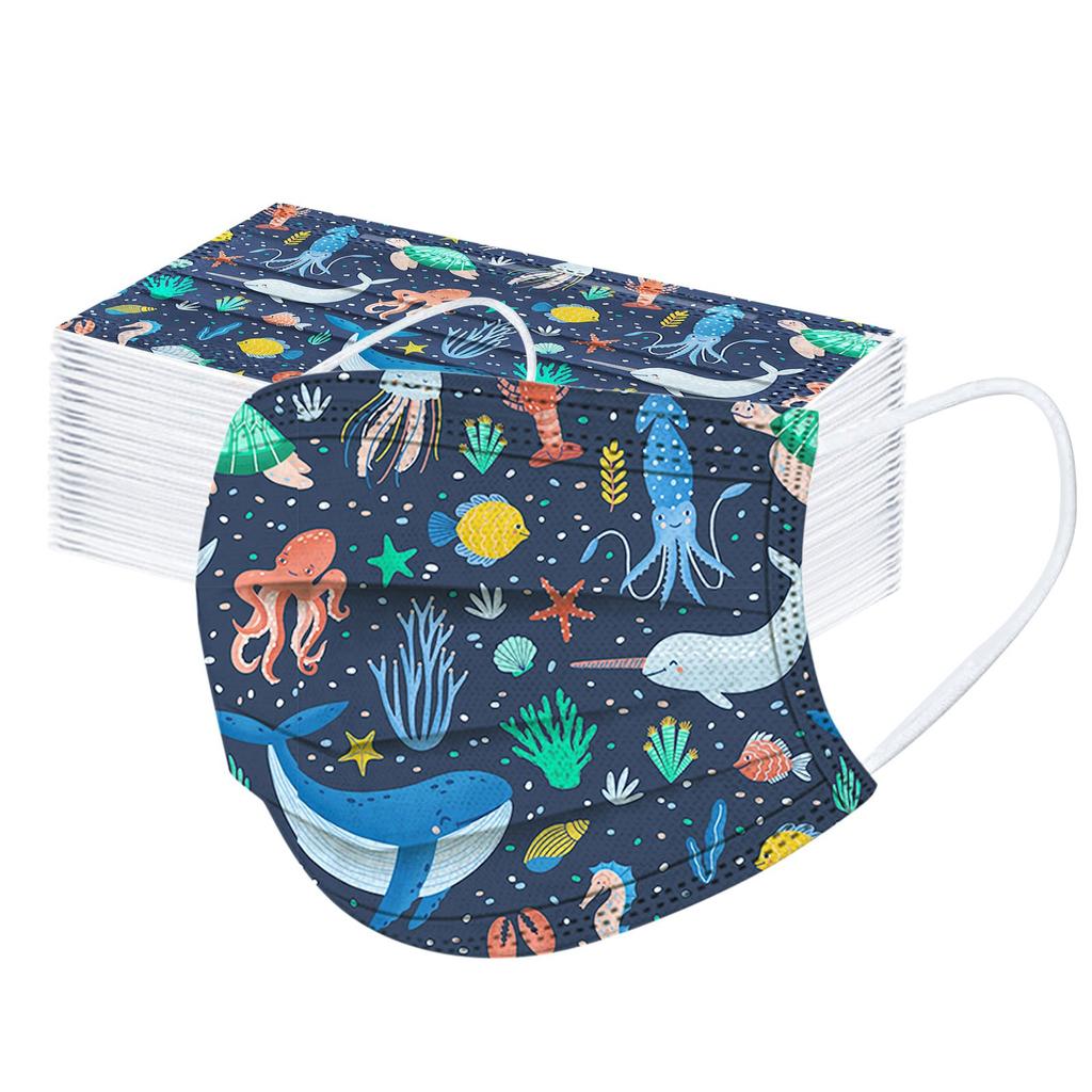 50PCS Children's Three-Layer Protective Dust-Proof Cartoon Print Disposable Mask