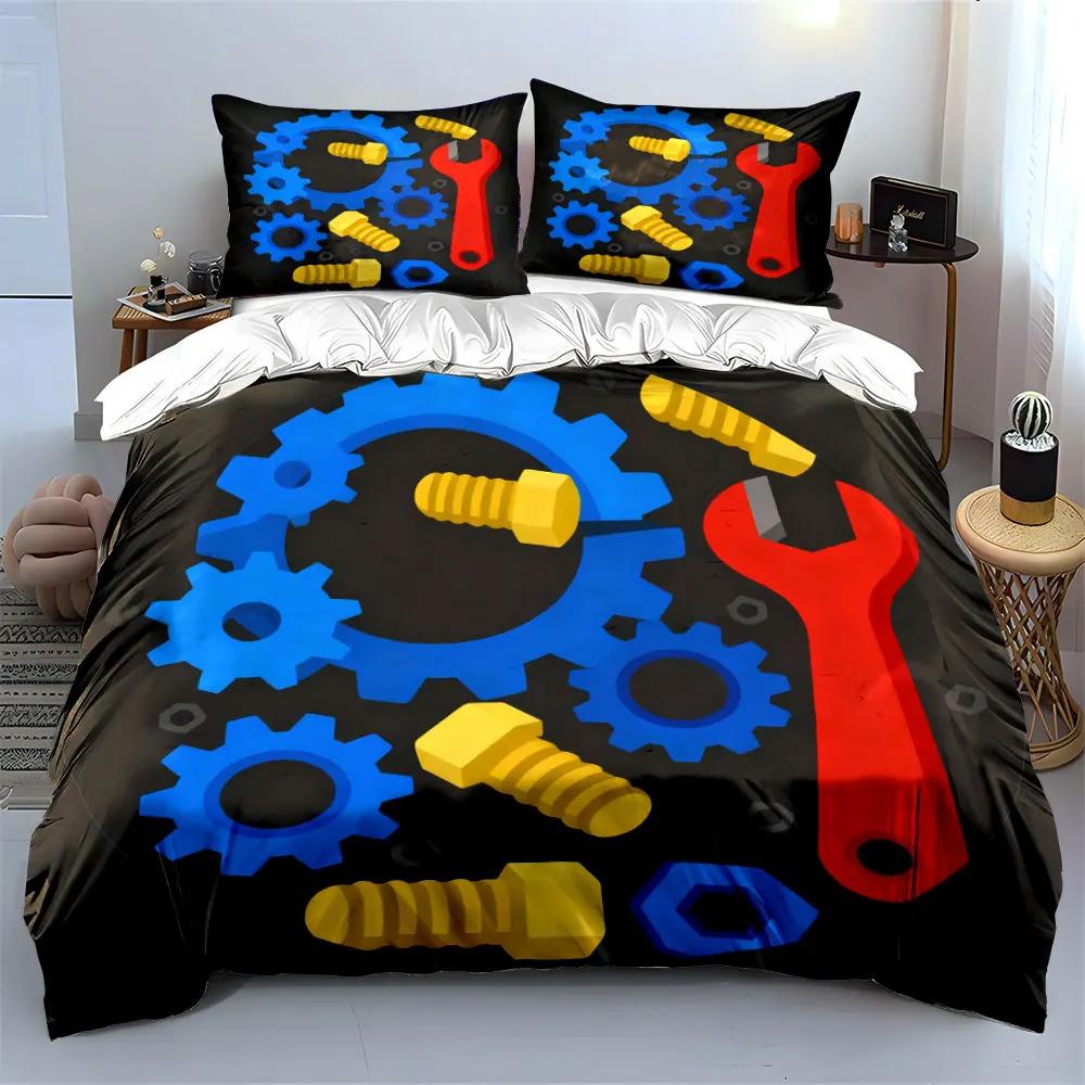 "Gear Wrench Bolt Set Tools" Soft Comfortable Duvet Cover Bedding Set Included 1*Duvet Cover & 2*Pillowcases, gift