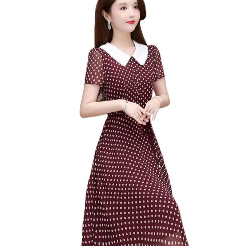 Dámské Retro A-line šaty Korejsko-francouzského stylu Štíhlé Šaty s potiskem Patchwork Ležérní Šaty s krátkým rukávem