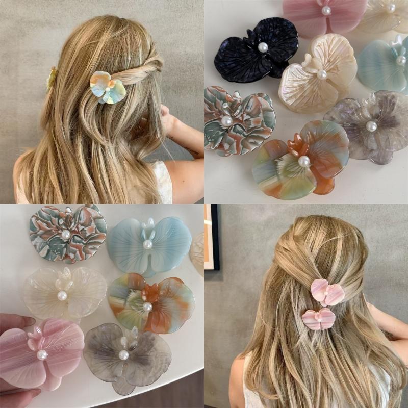 Korean Style Moth Orchid Acetate Hair Clips Sweet Flower Series Hairpin Ins Side Clip For Women Girls Hair Accessories