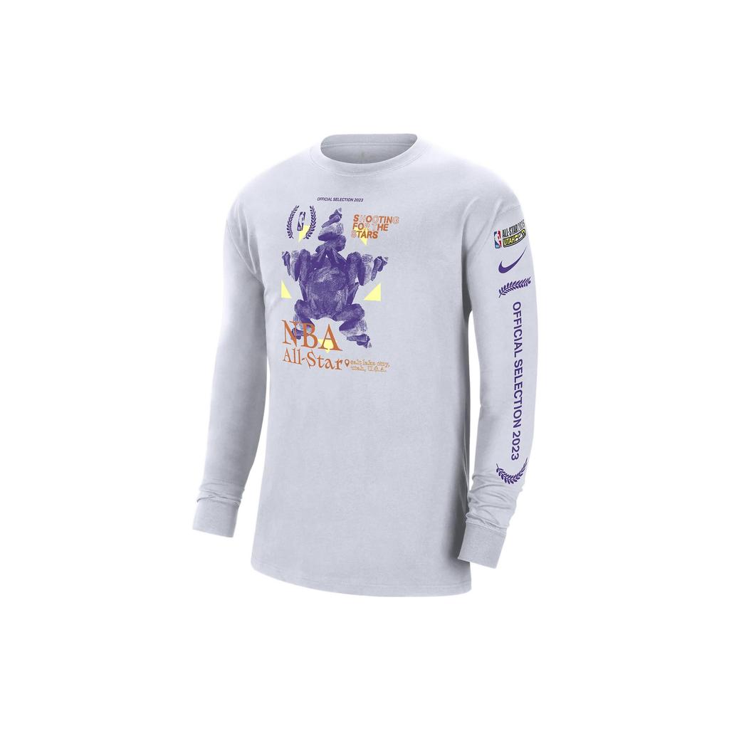 Nike Pánské tričko s dlouhým rukávem a kulatým výstřihem s potiskem loga NBA, bílé DX9892-100