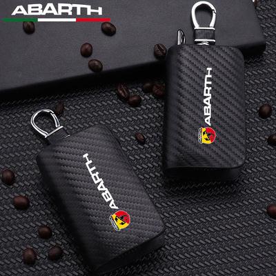 Carbon Fiber Car Key Chain Holder Case Cover Bag For Abarth UNO Astra Panda Linea Freemont Strada Doblo Auto Accessories