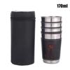 4pcs/set Vodka Cup 304 PU Holster Russia Stainless Steel Mini Wine Tumbler Portable Personalized 30ml/75ml/170ml Shot Glass Set
