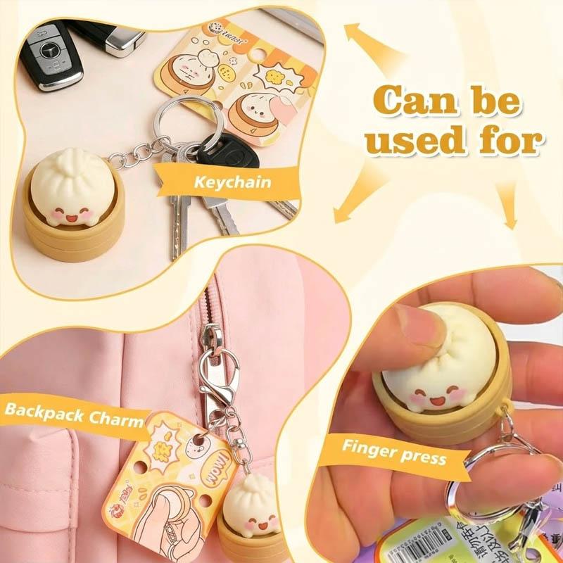 1-20PCS Simulated Steamed Bun Squishy Keychain Toy Slow Rising Stress Relief Decompression Fidget Pendant for Adults