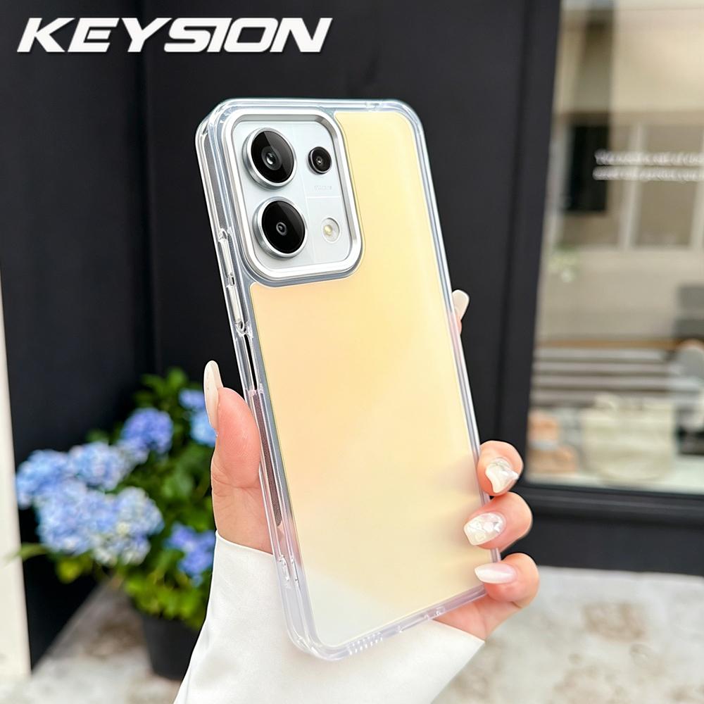 KEYSION Fashion Laser Gradient Colorful Phone Case for Xiaomi POCO M6 Pro Soft TPU+PC Shockproof Back Cover for POCO X6