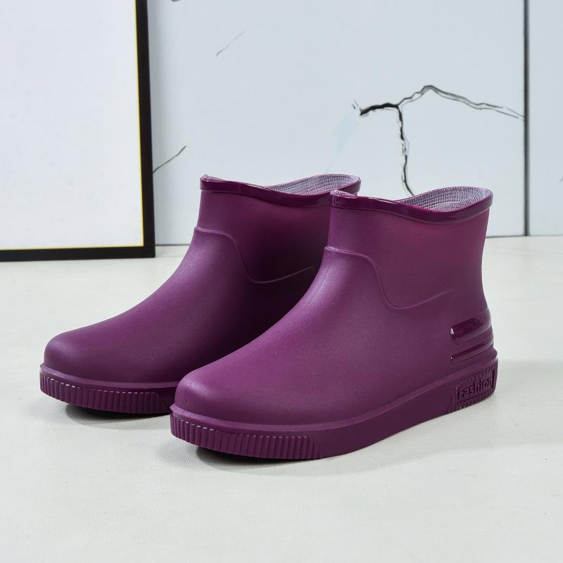 Women's Rain Shoes Low Tube Fashion Water Shoes New Non-slip Rain Boots Durable Kitchen Adult Warm Water Boots Rubber Shoes