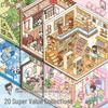 Miniature Scene Collection: 3D Visual Landscaping Hut and Girl Toy Stickers