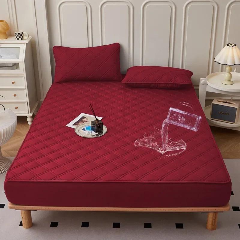 Home Mattress Cover Waterproof Thickened Quilted Waterproof Bed Cover Breathable Mattress Protector Fitted Bed Sheet 140/160x200 90x200cm 1pcs