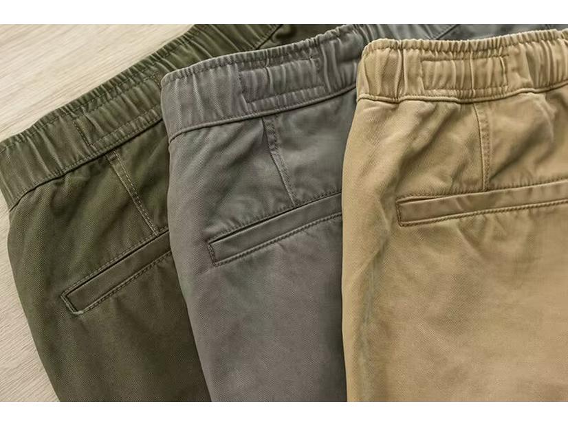 American Retro Khaki Cargo Shorts - Mid-Length, Elastic Waist, Casual Drawstring, Trendy Men's Summer Pants