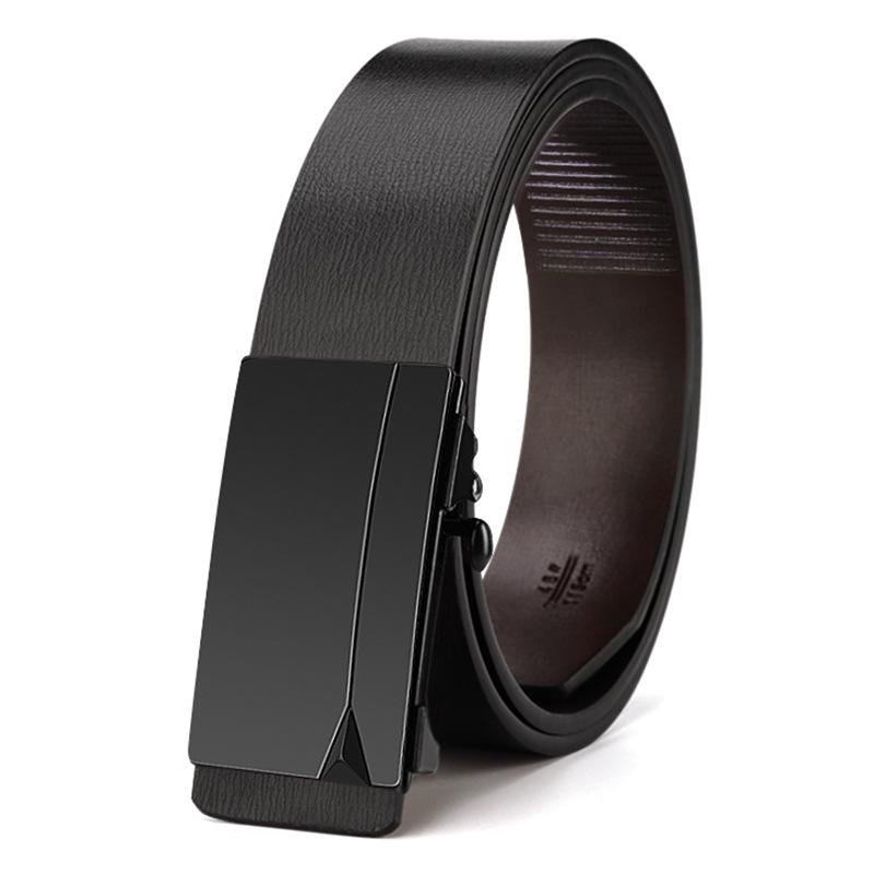 Simple Men's Belt Automatic Buckle Genuine Leather Belt for Men Young Men Business Versatile Cowhide Belt for Men Middle Aged and Young Men