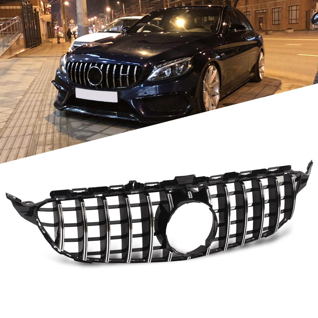 For Panamericana GT   Grille Replacement for   C Class W205 C205  05 PreFacelift 20152018(Gloss Black )