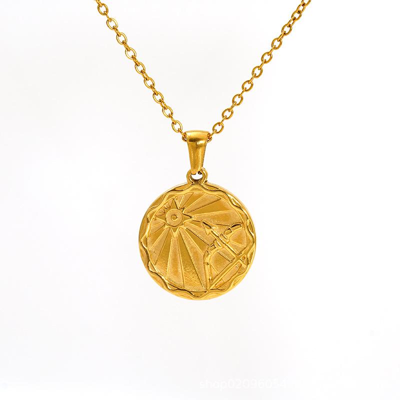 2026 Fashion Cold Wind Necklace Personality Trend Round Brand Pendant Women's Twelve Constellation Jewelry