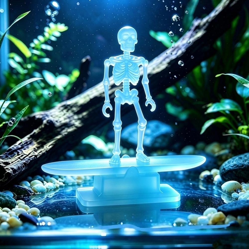 Air Pump Powered Surfing Dancing Skeleton Aquarium Bubbler Fish Landscaping