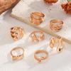 7Pcs/Set Geometric Bow Knot Starfish Rings for Women Men Personalized Punk Lava Finger Joint Rings Set Party Jewelry Accessories