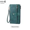 Dames RFID Anti-magnetische Lange Portemonnee: Retro Drievoudige Clutch met Meerdere Kaarthouders