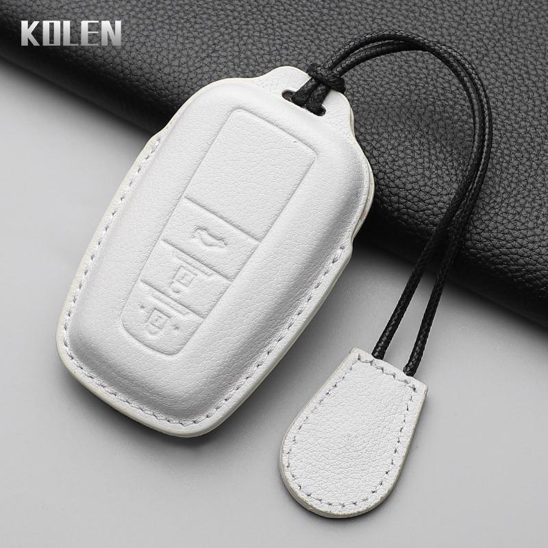 Genuine Leather Auto Smart Key Fob Cover Case Housing Fit For Toyota Prius Camry Corolla Chr C-Hr Rav4 Land Cruiser Prado 2 3 4 Button Auto