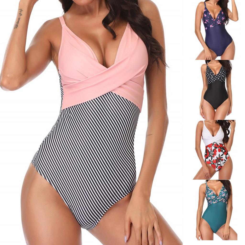 Women's Sexy Color Matching Printed  Swimsuit Bikini Swimsuit