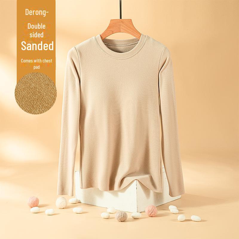 

Женские двухсторонние бархатные термотопы с нагрудными накладками – начес, плюш, утолщенный, майка с круглым вырезом XL легкие хаки