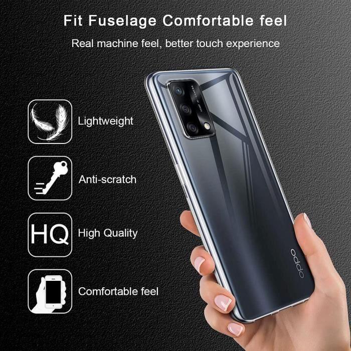 Coque de Protection - E.F.CONNECTION - OPPO A74 5G - Souple - Transparent - Verre Trempé Inclus