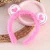 Hair Hoop Toothed Anti-Slip Plush Headband with Bear Ears Decor Fluffy Elastic Face Washing Makeup Hairband