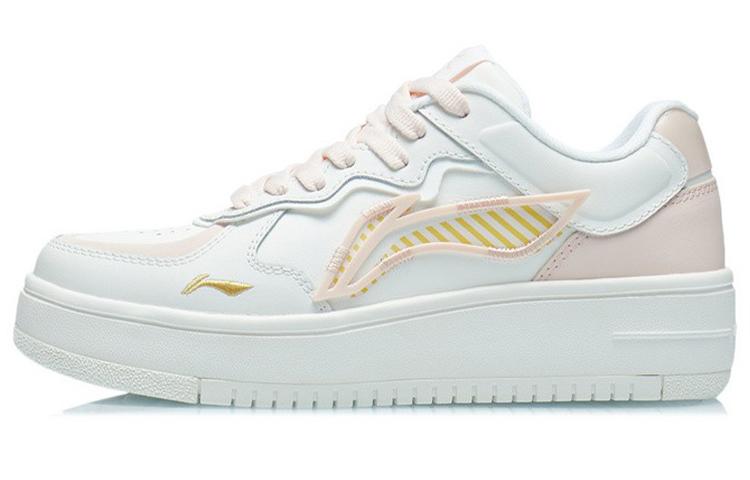 Li Ning Rising Phoenix Синтетическая кожа Устойчивые к истиранию Низкие Скейтбордические кроссовки Женские Облачно-розовые AGCT380-2 35