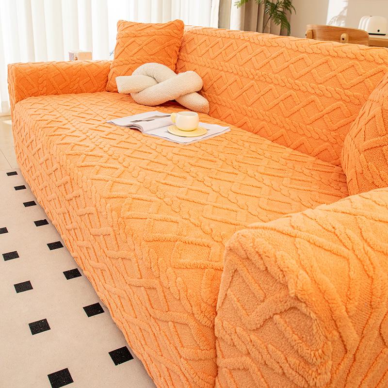 Winter 2024 Thick Shu Cotton Velvet Sofa Cover - Full Wrap Elastic Universal Fit for Sofa Makeover 1-seater 90-140cm includes cushion cover 3580₽