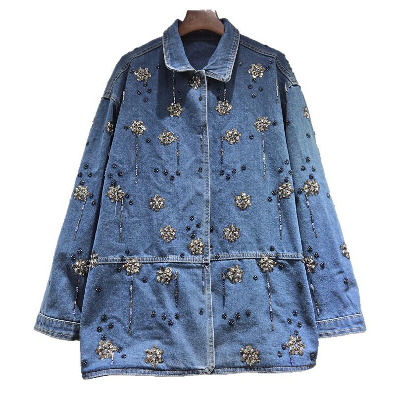 Autumn 2025 European Beaded Denim Jacket: Versatile, Casual, Loose-Fit