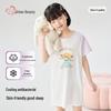 Girls' Pure Cotton Antibacterial Short-Sleeve Nightgown