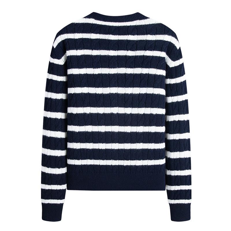 Navigare Women's Crew Neck Striped Knitted Cardigan
