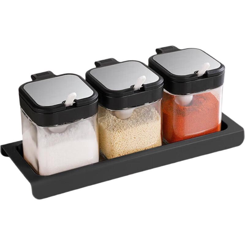 Lijiuho 3-Piece Glass Seasoning Jar Set