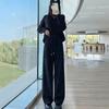Pantaloni tricotati cu talie inalta, cu model jacquard si croiala larga, pentru femei, Colectia Toamna/Iarna 2025