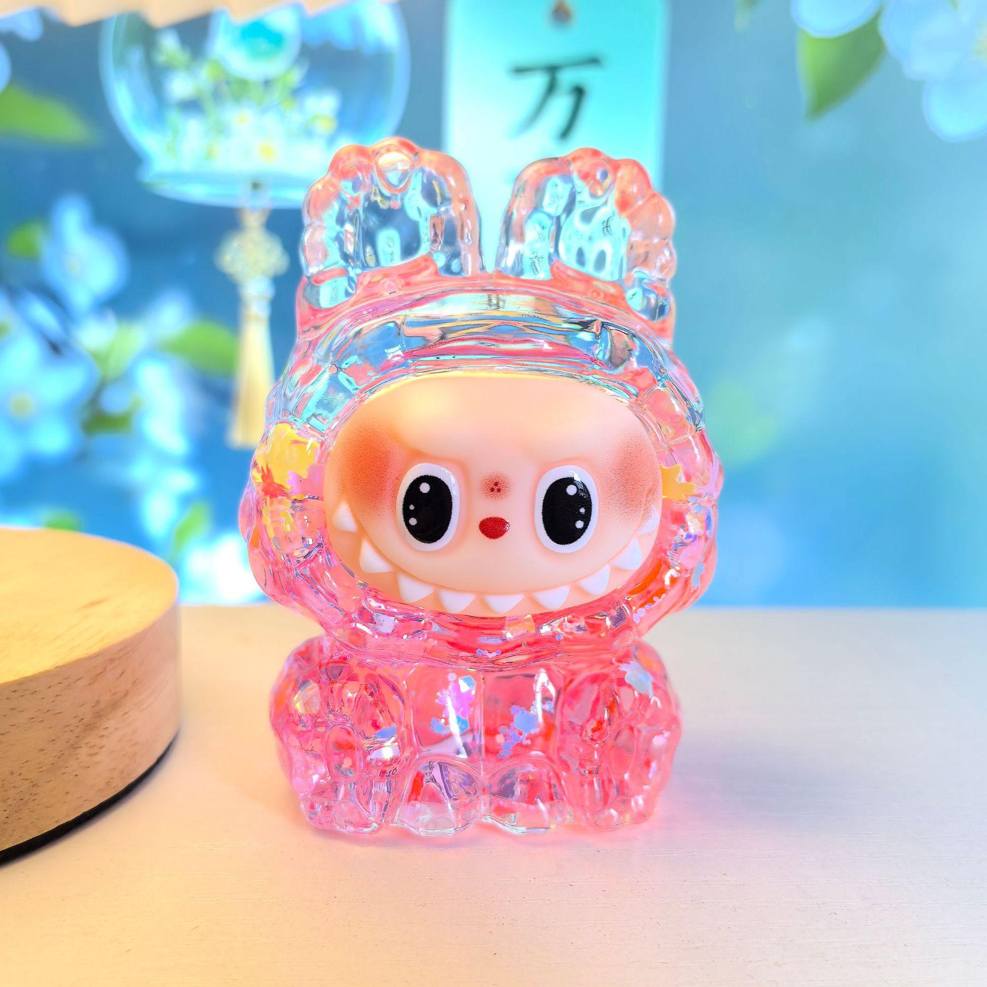 

Масляный Лабубу с текучим песком, Креативная фигурка Лабу, Настольное украшение, Декоративная игрушка в подарок 8.5*6cm