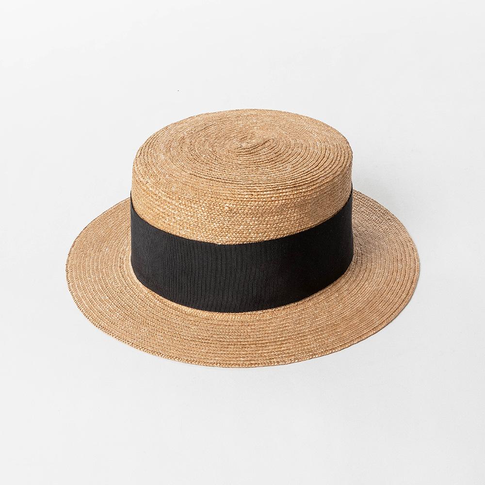 Spring and summer new fashion casual wide webbing fine straw flat top straw hat outdoor travel sunscreen sunshade straw hat tide