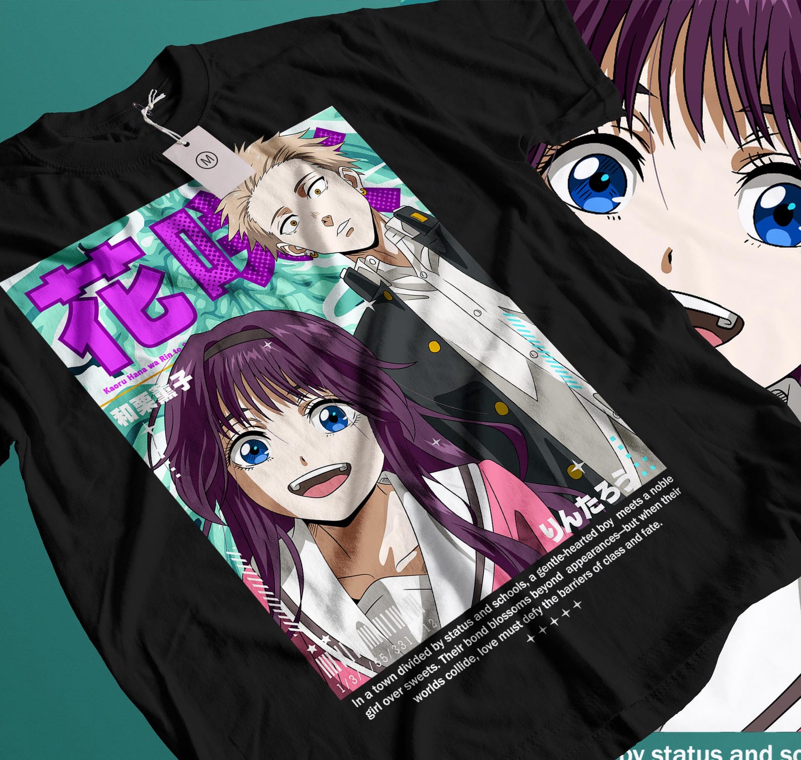 Anime Flower Aesthetic T-Shirt, Romantic Manga Style Tee, Japanese Cute Love Shirt, Soft Pastel Anime Design 3XL
