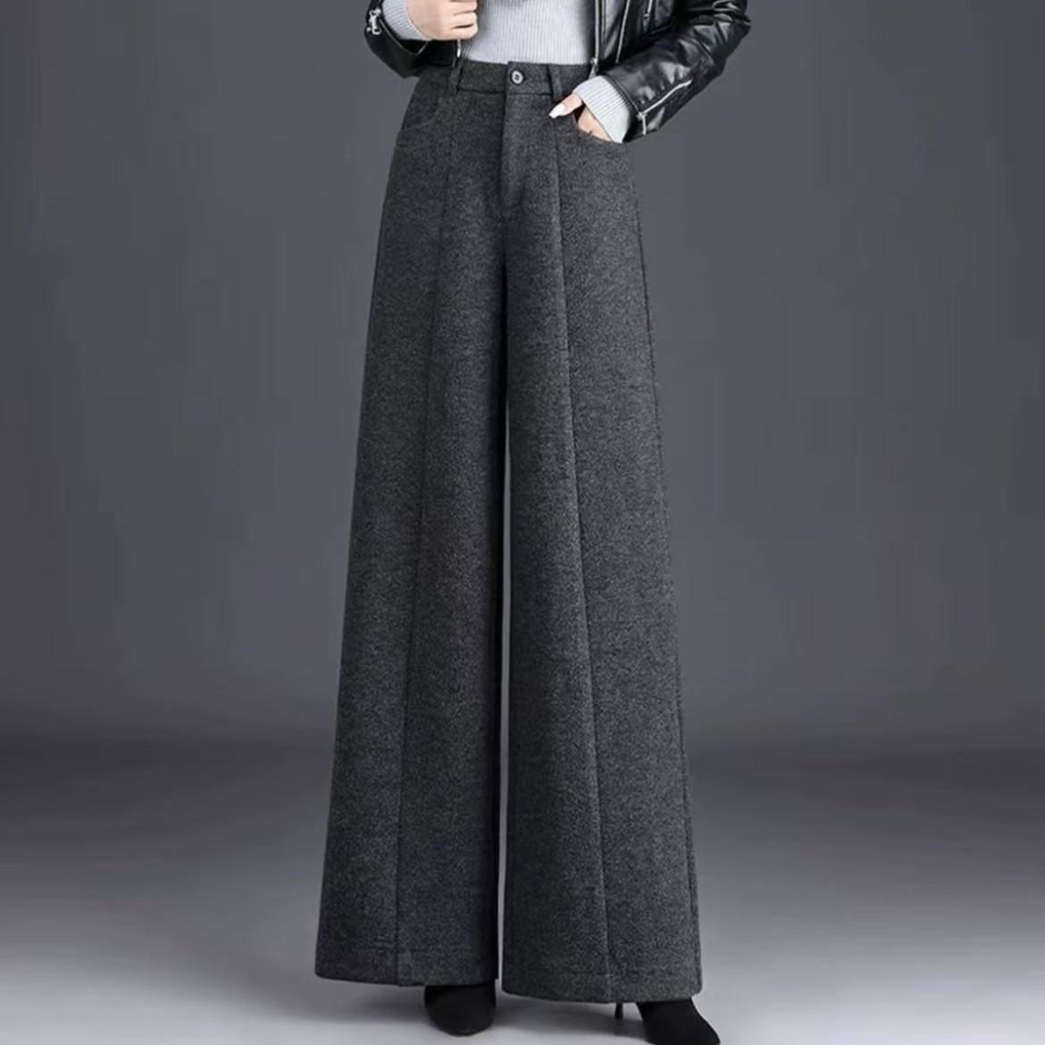 

2025 Winter High-Waisted Slimming Wide-Leg Wool Pants L (For 110-125 Jin)