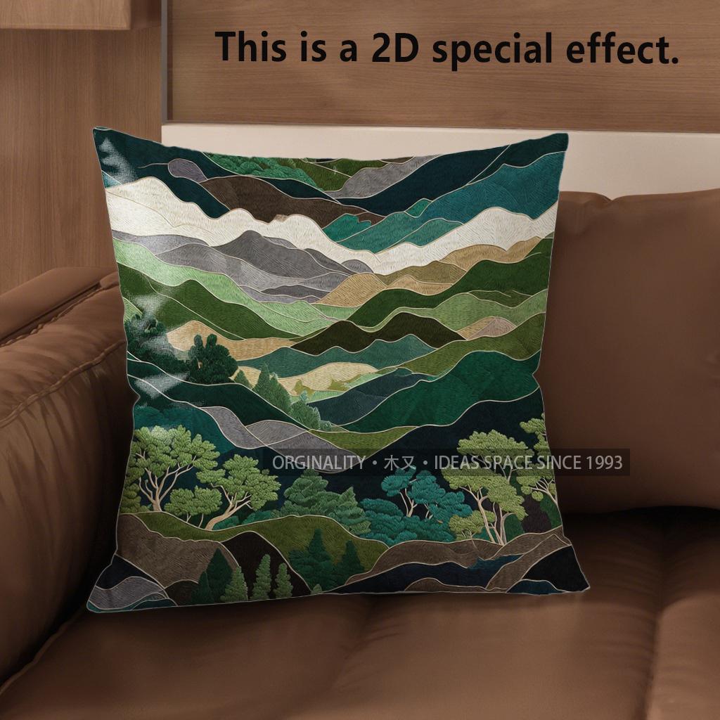 2D Mountain Landscape Pillow Covers For Home Decor Pattern Cushion Cover Suitable For Sofa Bedroom Car Pillow Cover