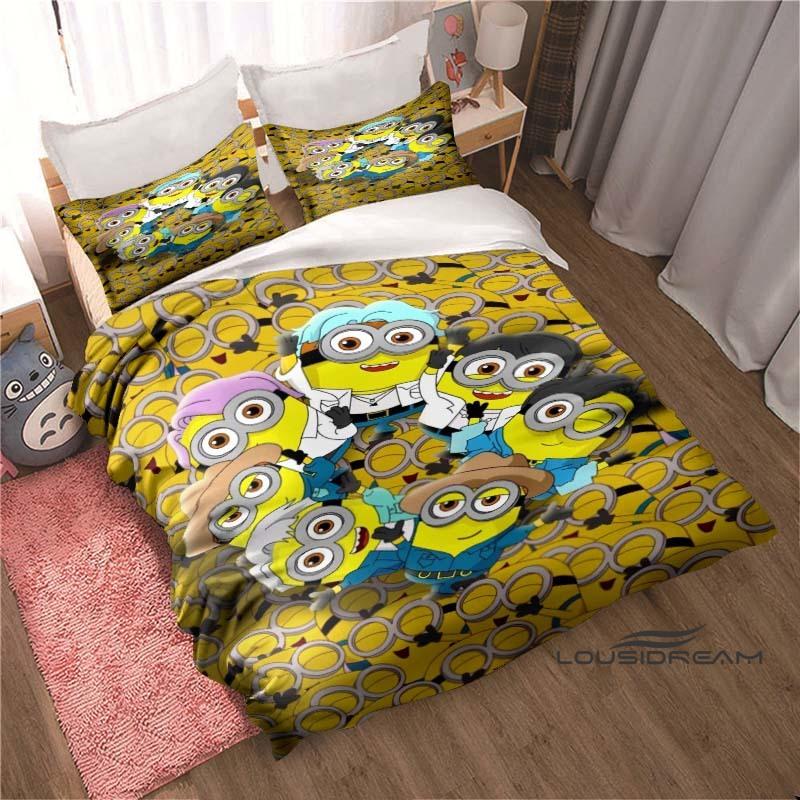 Cartoon (Despicable Me) Printed Bedding Set — Duvet Cover & Pillowcase Set — A Deluxe Gift for Teens, Girls, and Boys