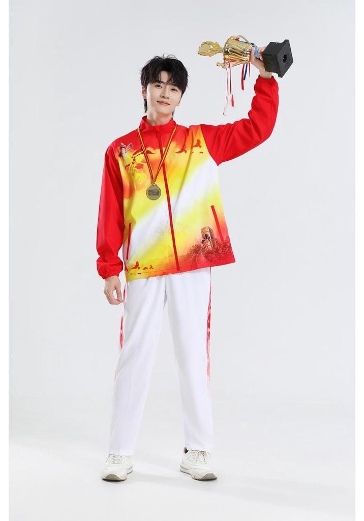 Chinese Style Sports Jacket Set for Boys & Girls - Long Sleeve Badminton & Volleyball Competition Apparel