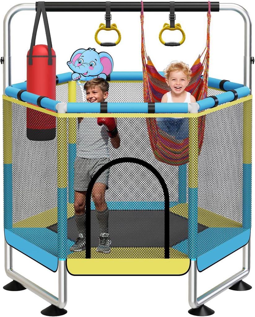 Children's Indoor Trampoline with Safety Fence for Ages 0-6
