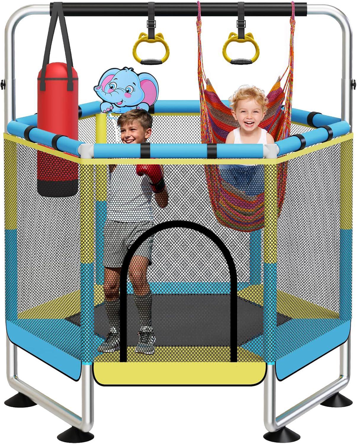 Children s Indoor Trampoline with Safety Fence for Ages 0-6