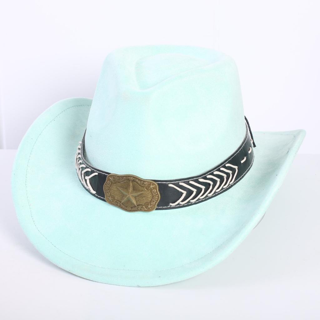 Beliebter europäischer und amerikanischer klassischer Wildleder Western Cowboyhut für Herren und Damen Mode LO Stil Herzförmiger Cowboyhut