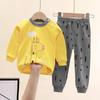 Winter Kids Long Sleeve O Neck T Shirt Pants Set Casual Baggy 2pcs Suit Cotton Cartoon Printes Outfit