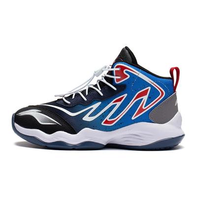 Li Ning Youth Mantis Fist 1.5 Comfortable Versatile Mid-Top Basketball Shoes Kids Basketball Shoes Black Blue YKBT010-1