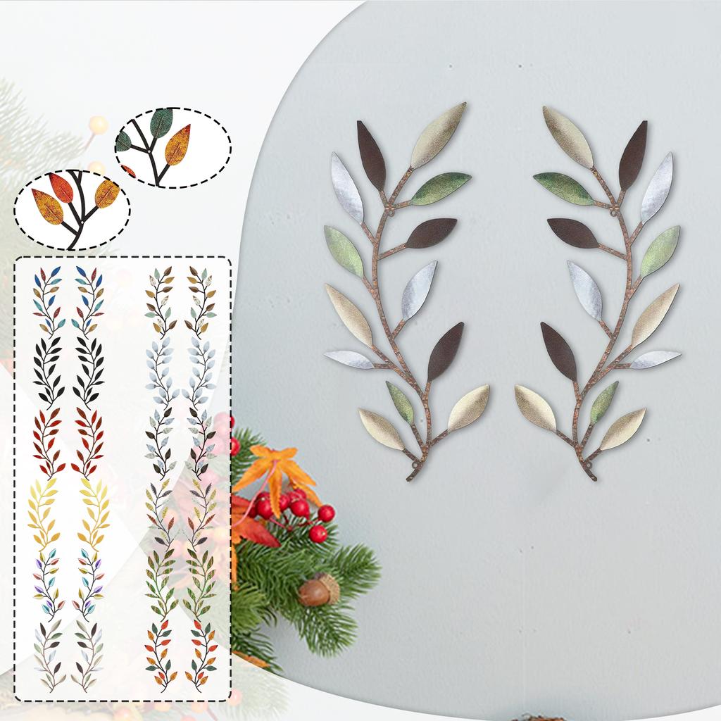 Metal Wrought Iron Leaf Wall Decoration, Vine Olive Branch And Leaf Wall, Living Room Outdoor Decoration Botanical Pattern Home Decoration Plaque