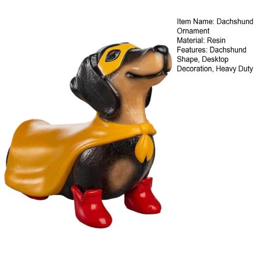 Hero Inspired Dachshund Ornament Yellow Cloak Red Boots Sausage Dog
