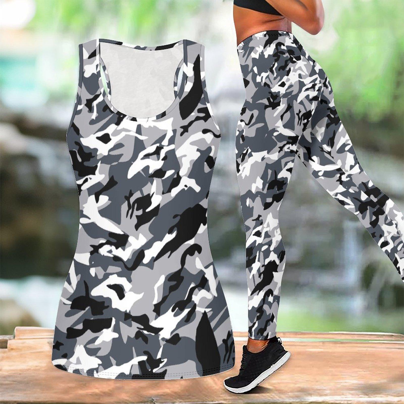 

Leopard Print and Graffiti Pattern Print Yoga Outfit for Women Fashion Workout Leggings Fitness Sports Casual Yoga Set Sports Suit 8XL сірий