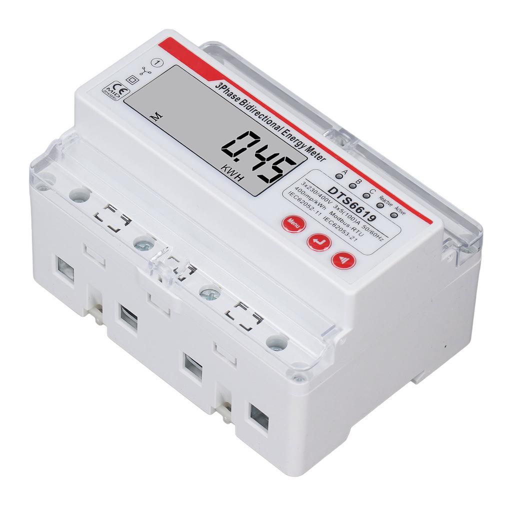 3 Phase 4 Wire Energy Meter LCD Display Multifunctional Button Control Bidirectional Electricity Met